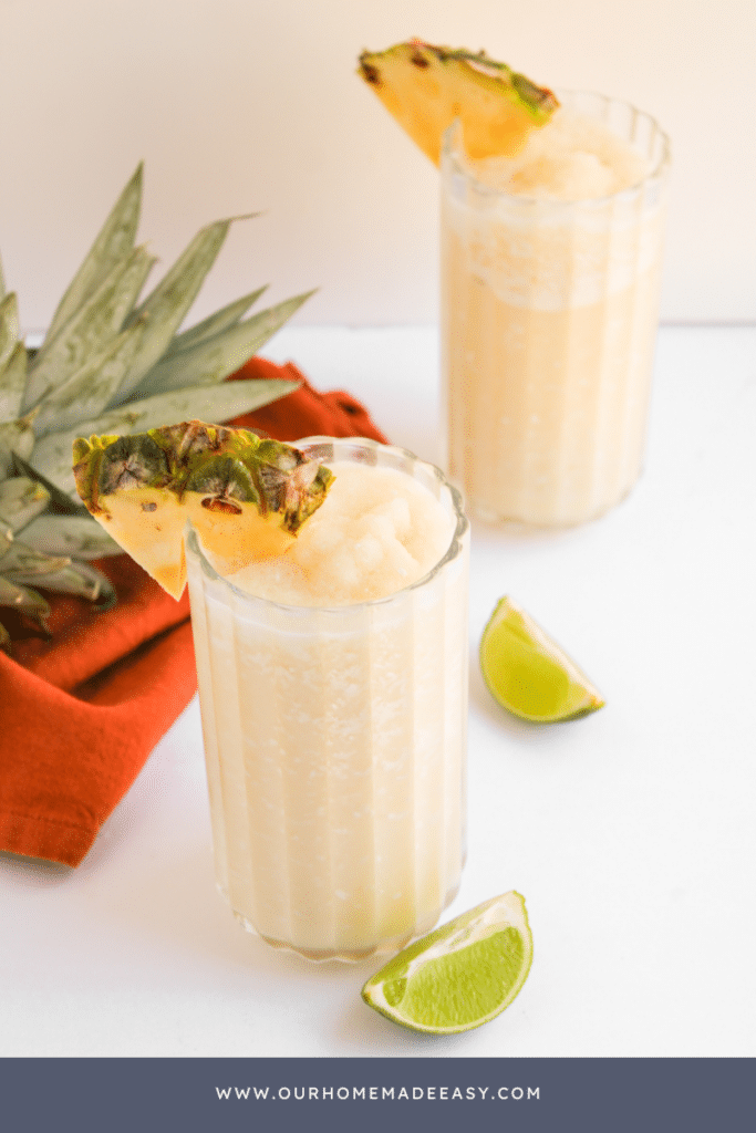 finished pina coladas on table