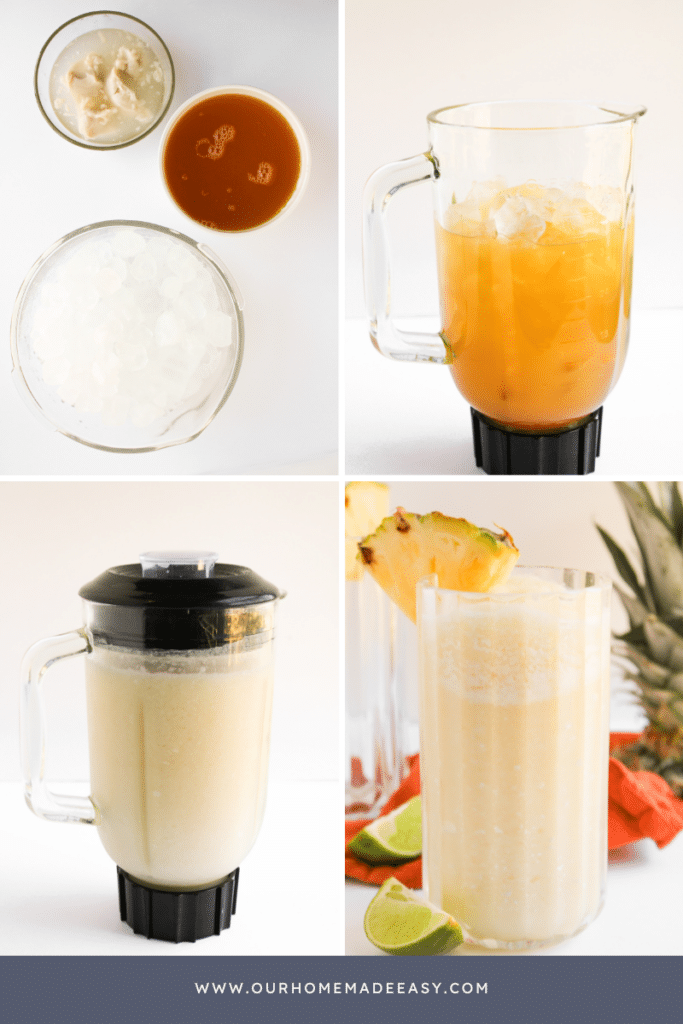 pina colada mocktail in process collage