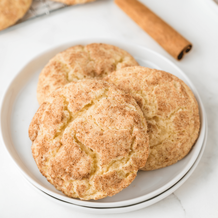 soft snickerdoodle cookies on white plate