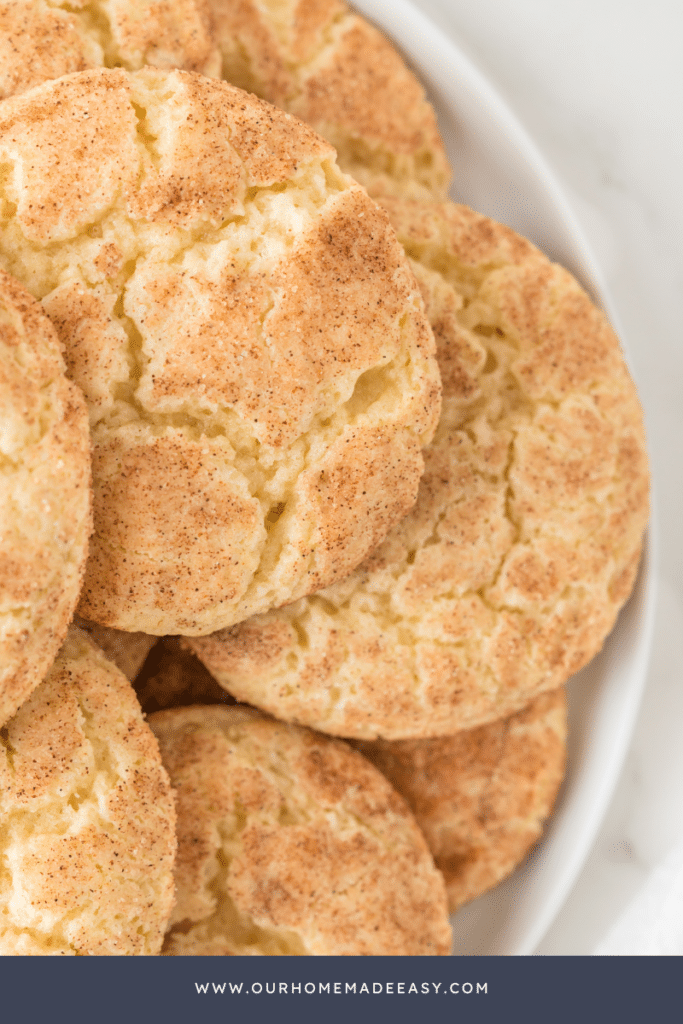 closeup of finished cinnamon sugar cookies
