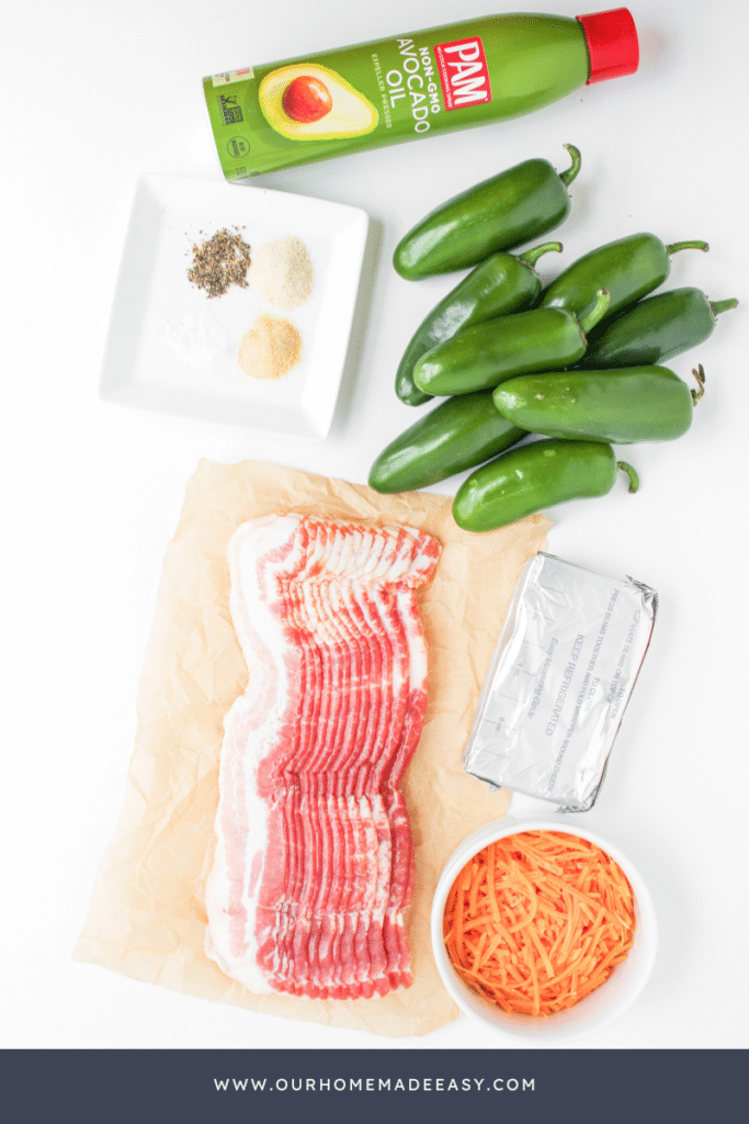 bacon wrapped jalapeno poppers ingredients on countertop
