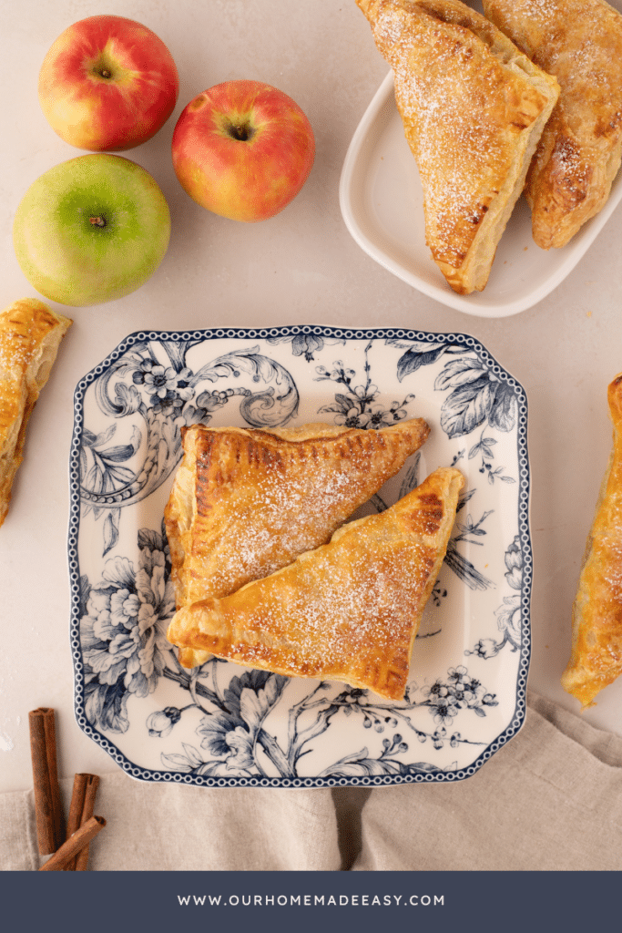 looking down at apple turnovers