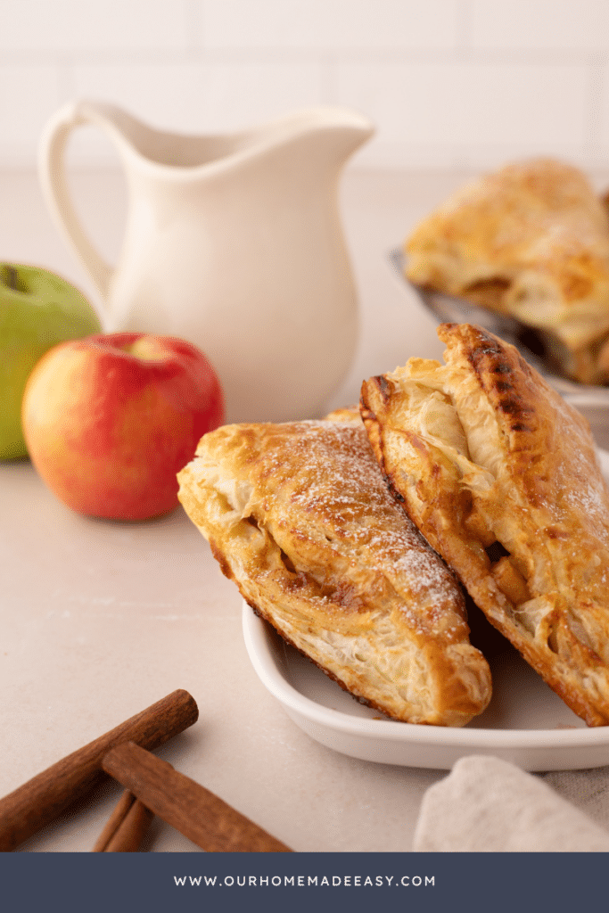 finished apple turnovers made with puff pastry