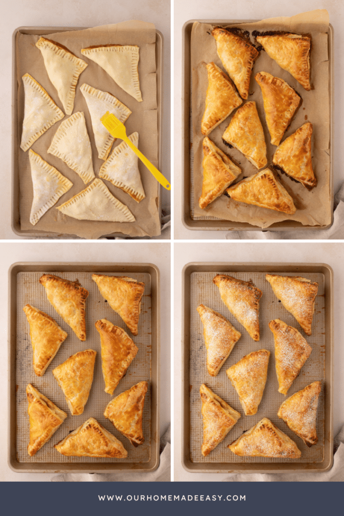 baking apple turnovers in oven collage