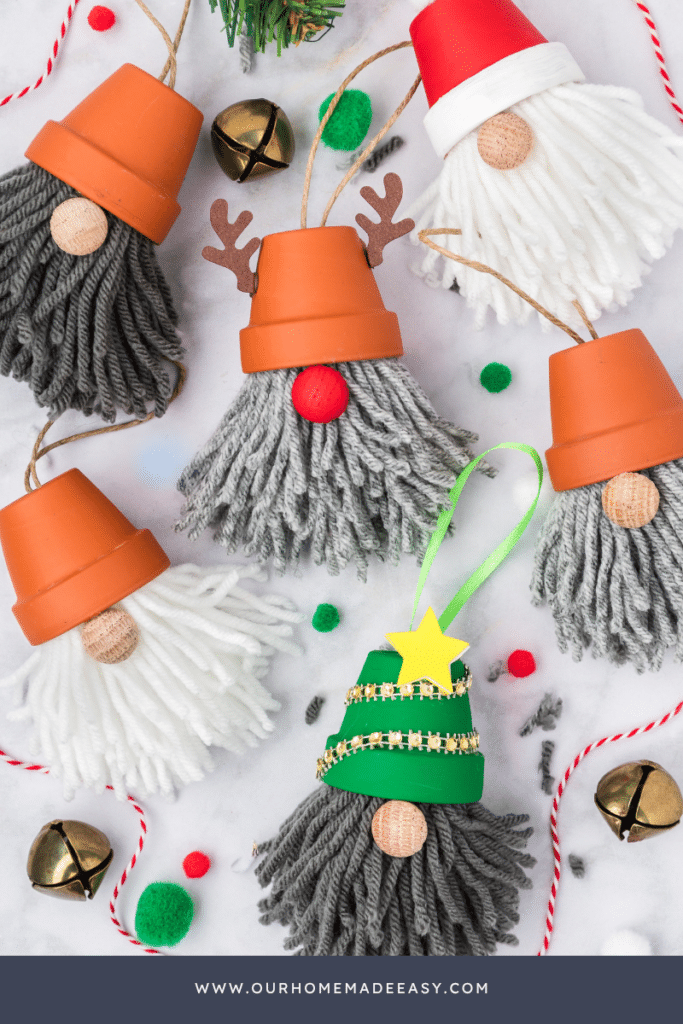 DIY Gnome Ornaments Finished on countertop