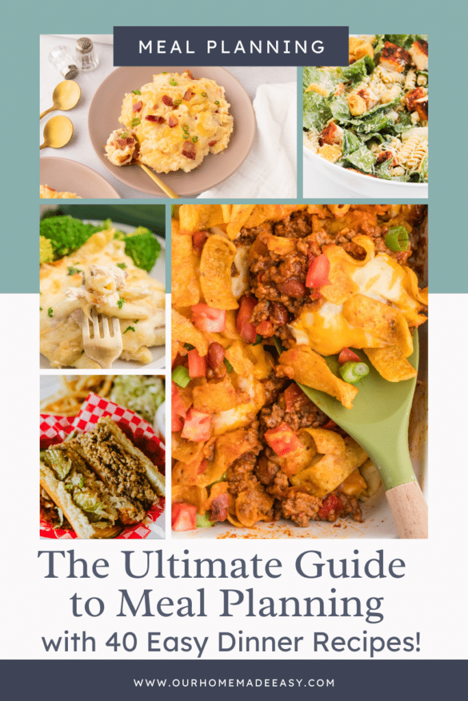 family weekly meal plan ideas with text collage