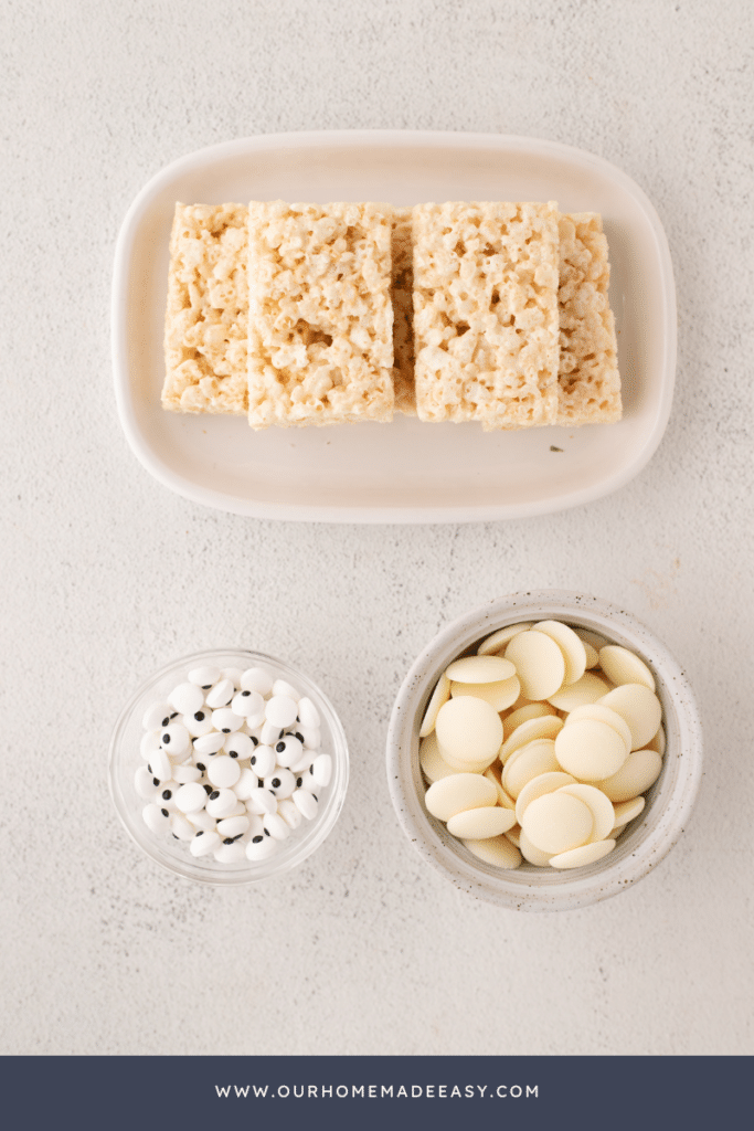 mummy halloween rice krispies ingredients on countertop