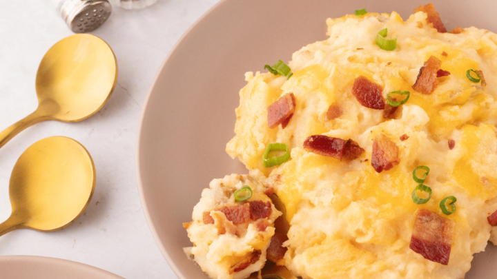 loaded baked potato casserole plated