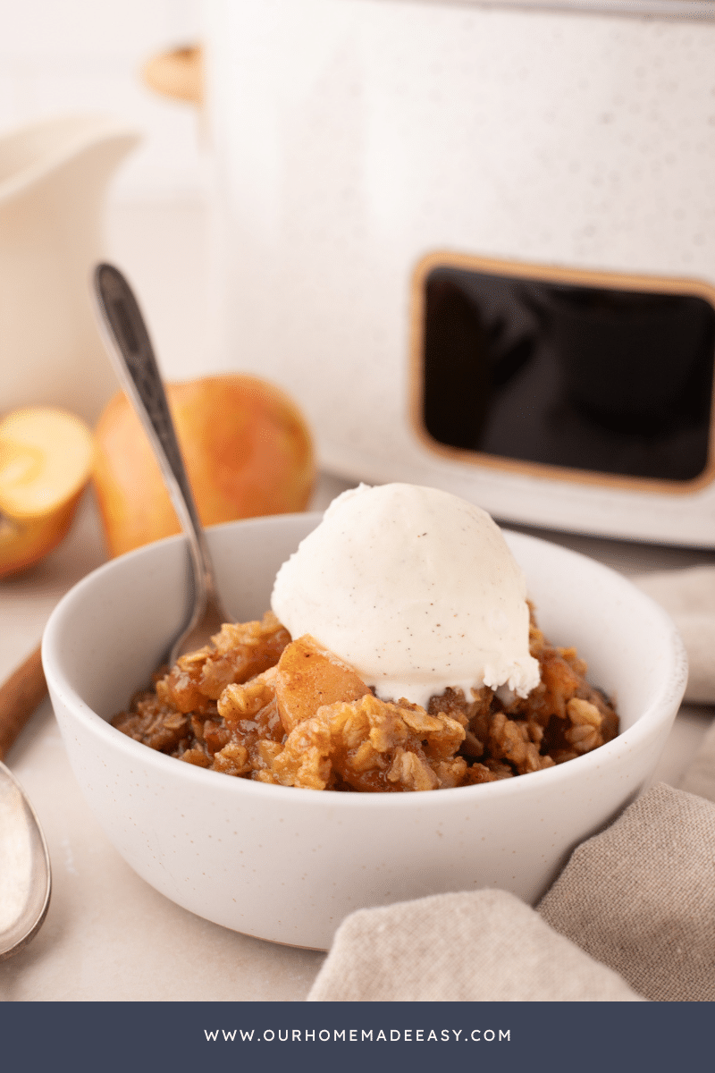 ice cream and apple crisp in bowl