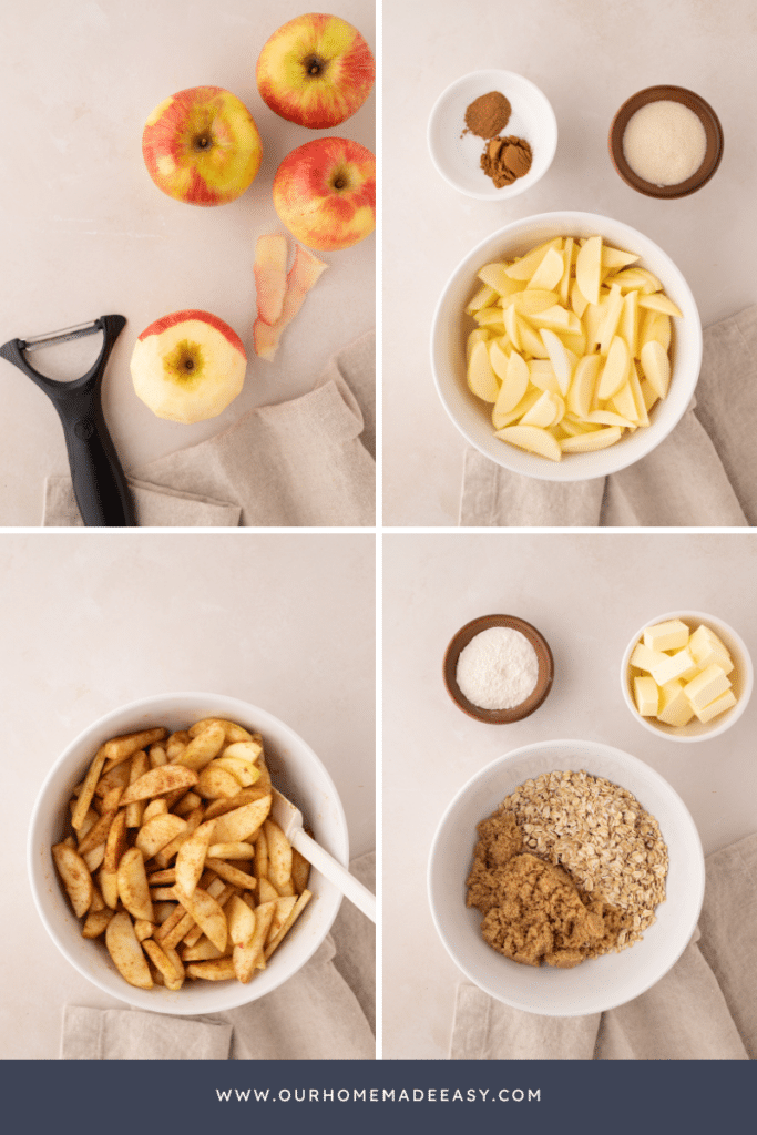 crock pot apple crisp filling in process collage