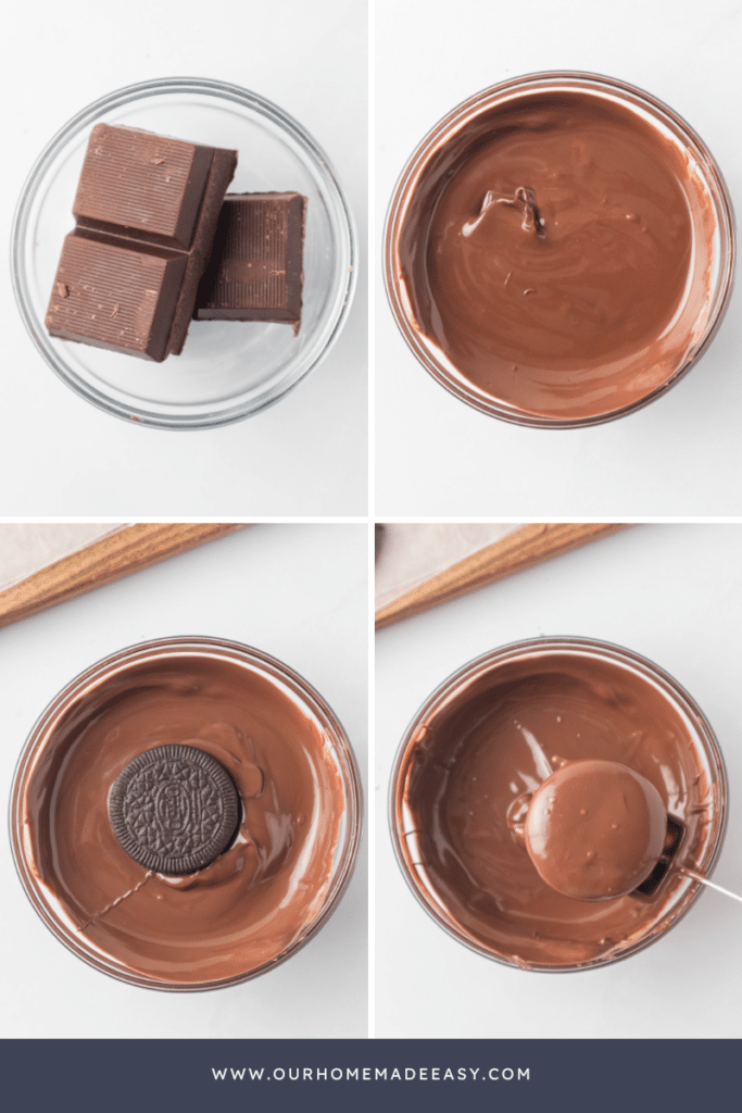 dipping Oreos in chocolate collage