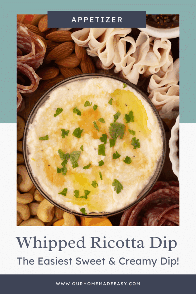 Whipped ricotta dip finished with text