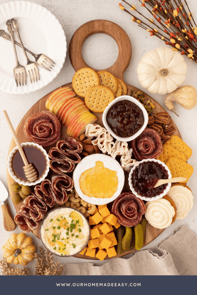 whipped ricotta dip on charcuterie board
