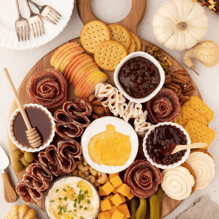 whipped ricotta dip on charcuterie board