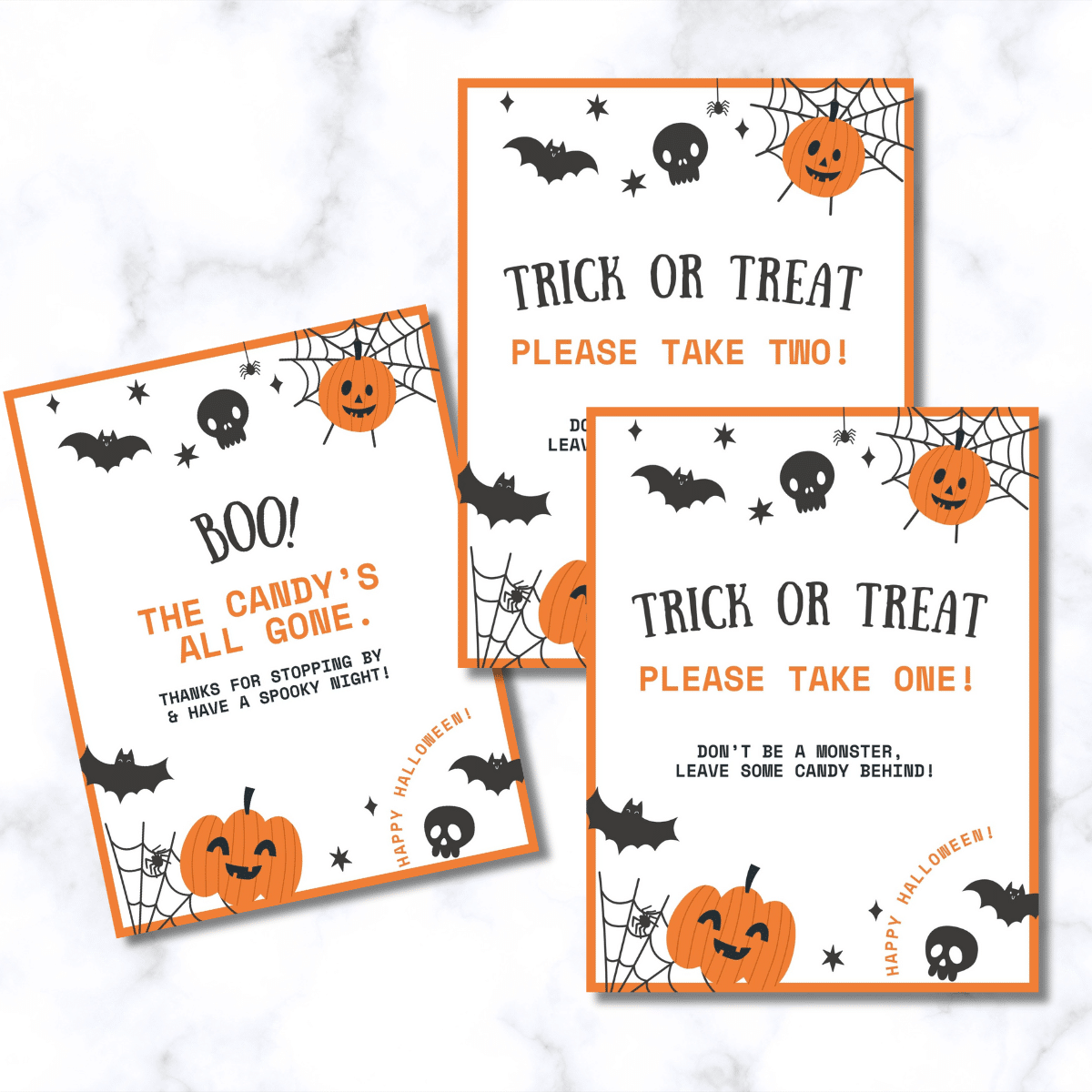 printable Halloween candy bowl signs on paper