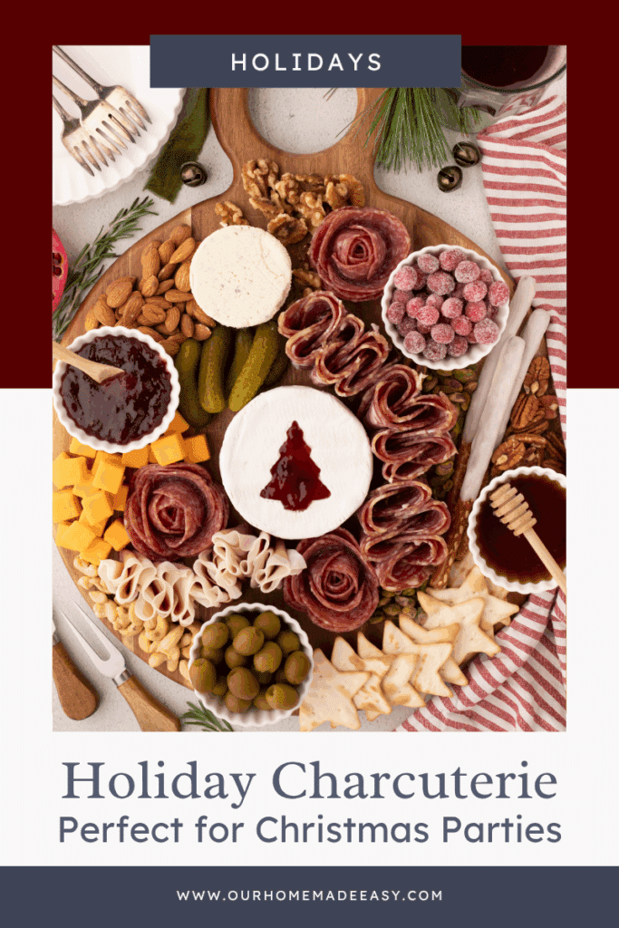 Text with finished Christmas charcuterie board