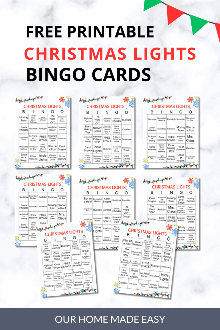 Free Printable Christmas Lights Bingo Card Game – Our Home Made Easy