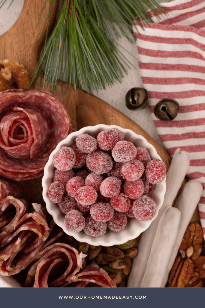 holiday homemade sugared cranberries in bowl