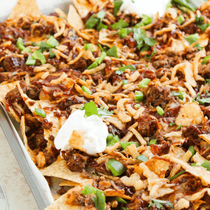 sour cream, cilantro, sheet pan nachos