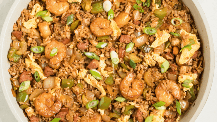 Skillet one pan cajun fried rice