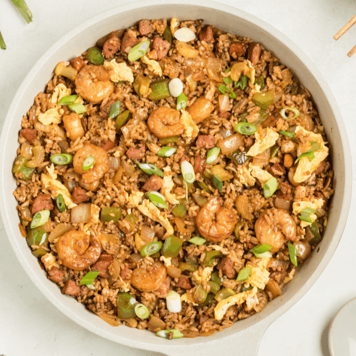 Skillet one pan cajun fried rice
