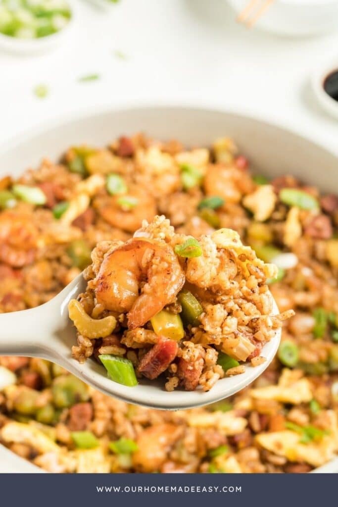 Close up of finished fried rice