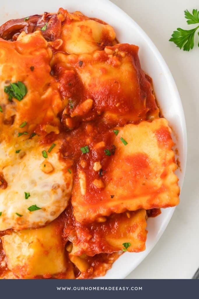 close up of frozen ravioli cooked