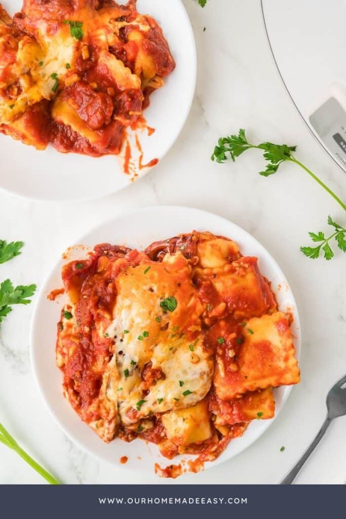 plated ravioli from the slow cooker