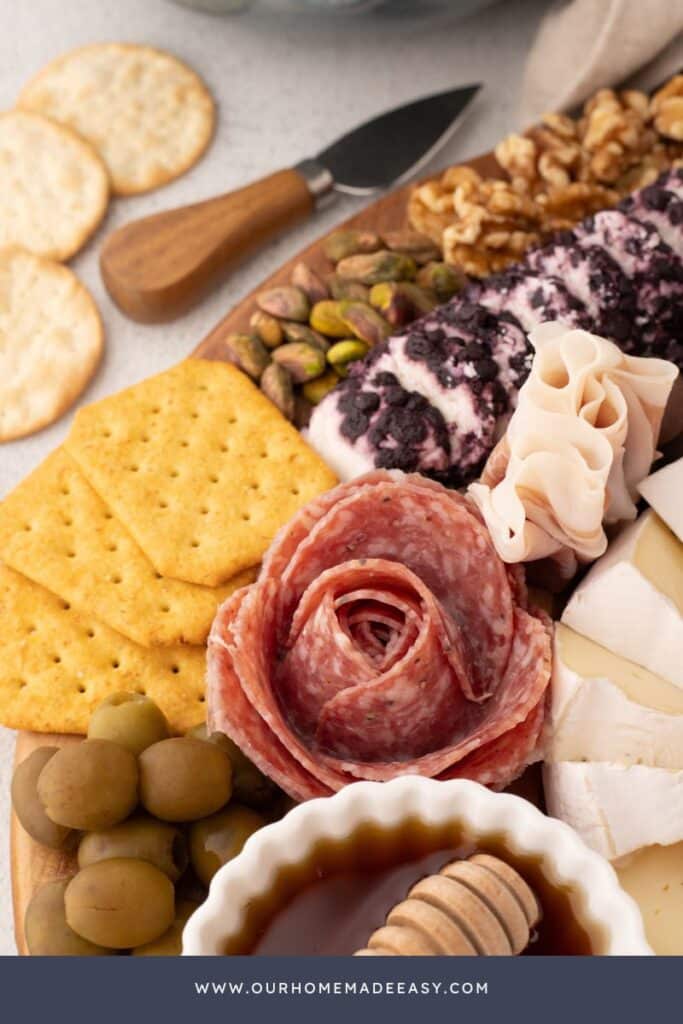 store bought charcuterie board  using salami