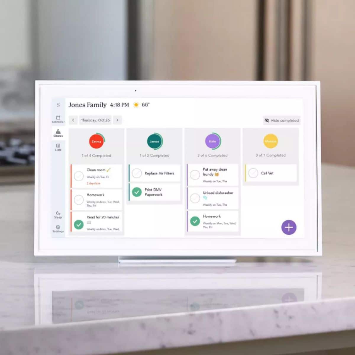 skylight calendar display on countertop