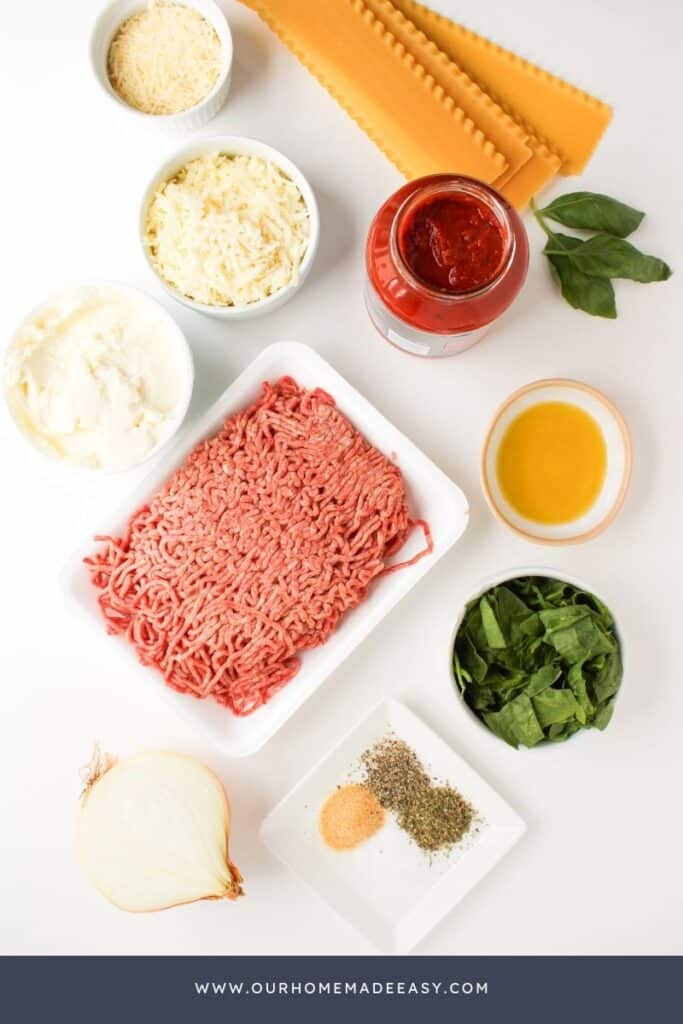 lasagna ingredients on countertop
