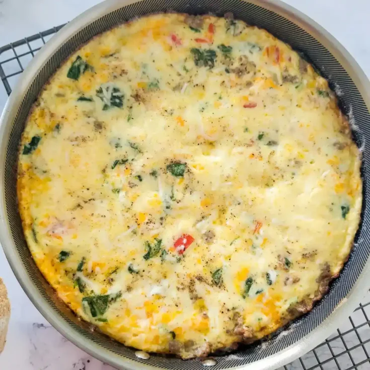 Image for Crumbled Porketta Sausage Frittata With Baby Spinach