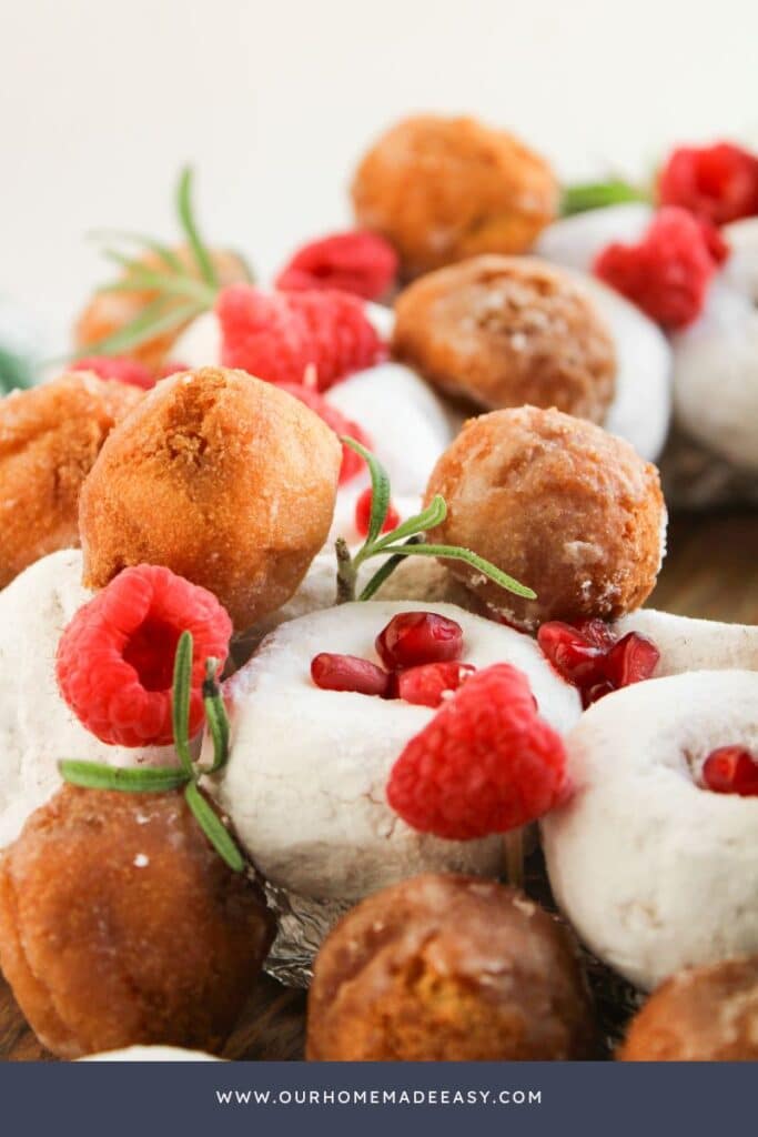 Close up of mini donuts and donut holes