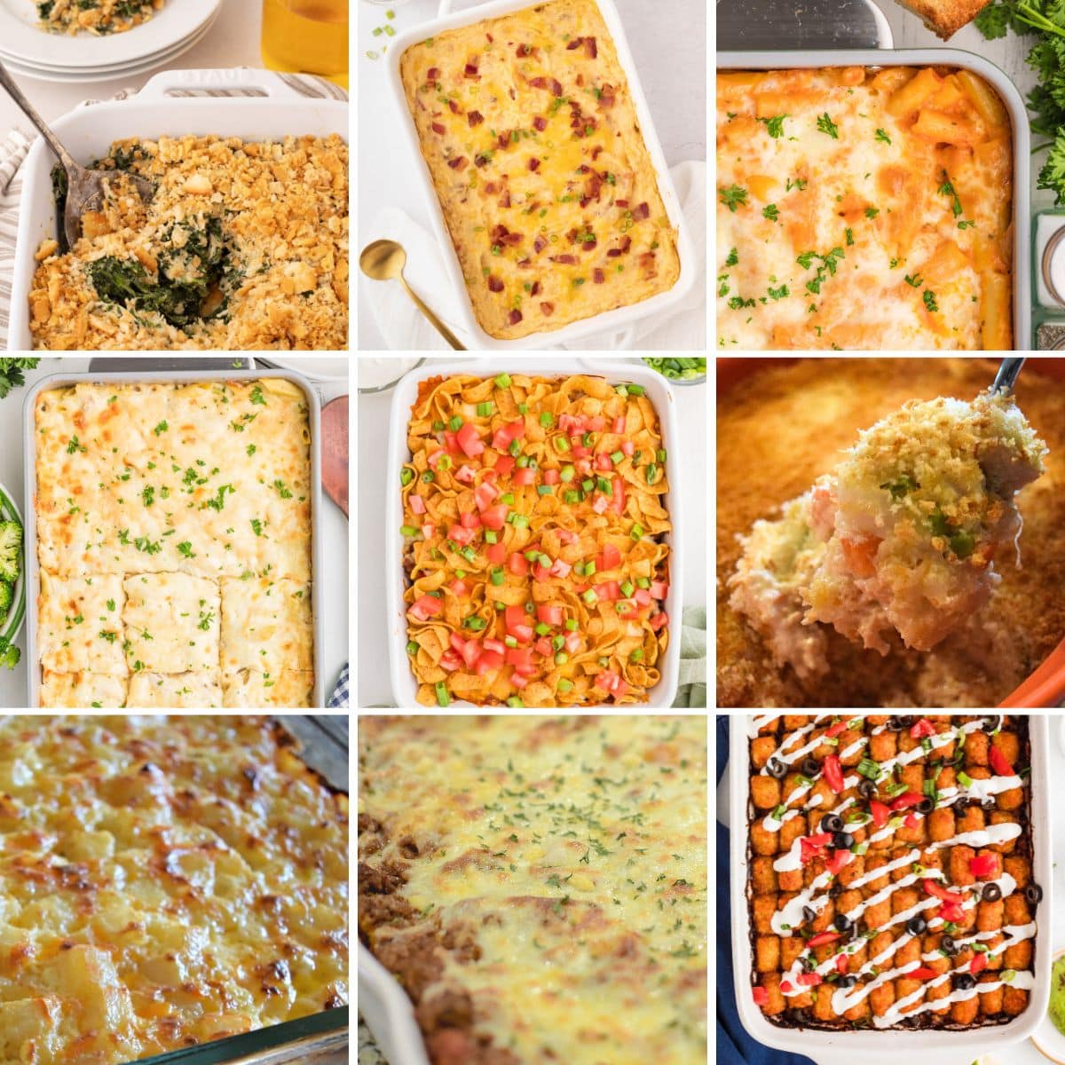 Comforting make-ahead casseroles topped with cheese