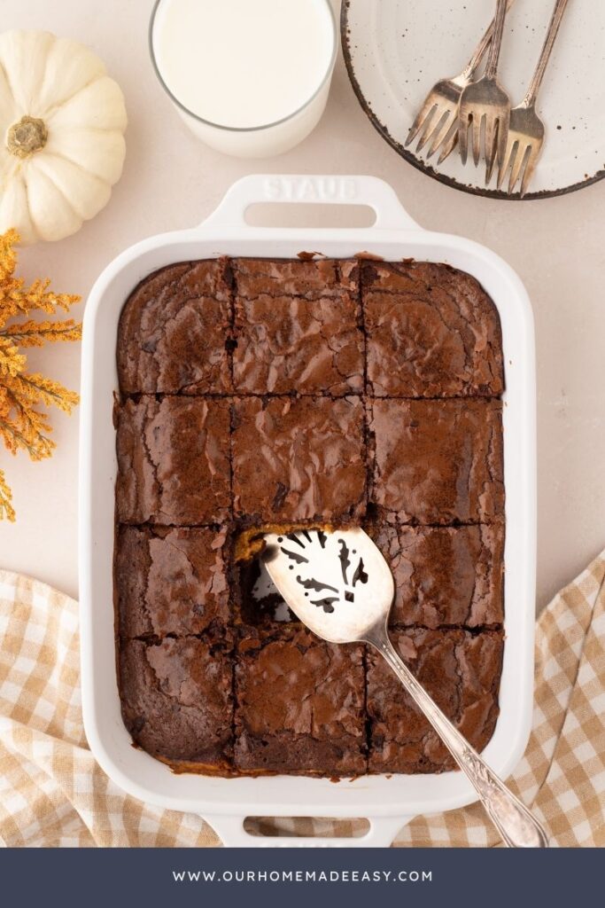 sliced finished fall brownie dessert