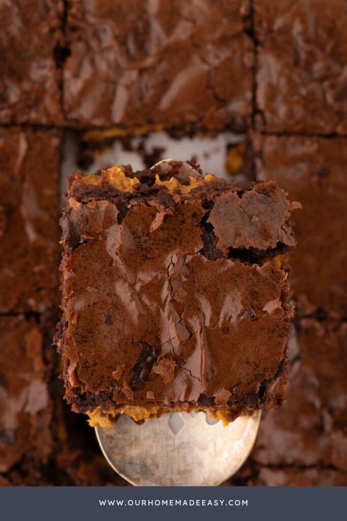 close up of finished Fall brownie dessert ideas