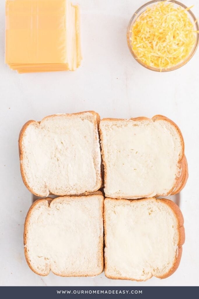 easy grilled cheese ingredients on countertop