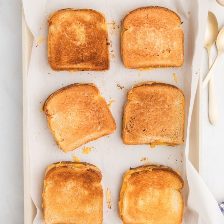 finished sandwiches on sheet pan