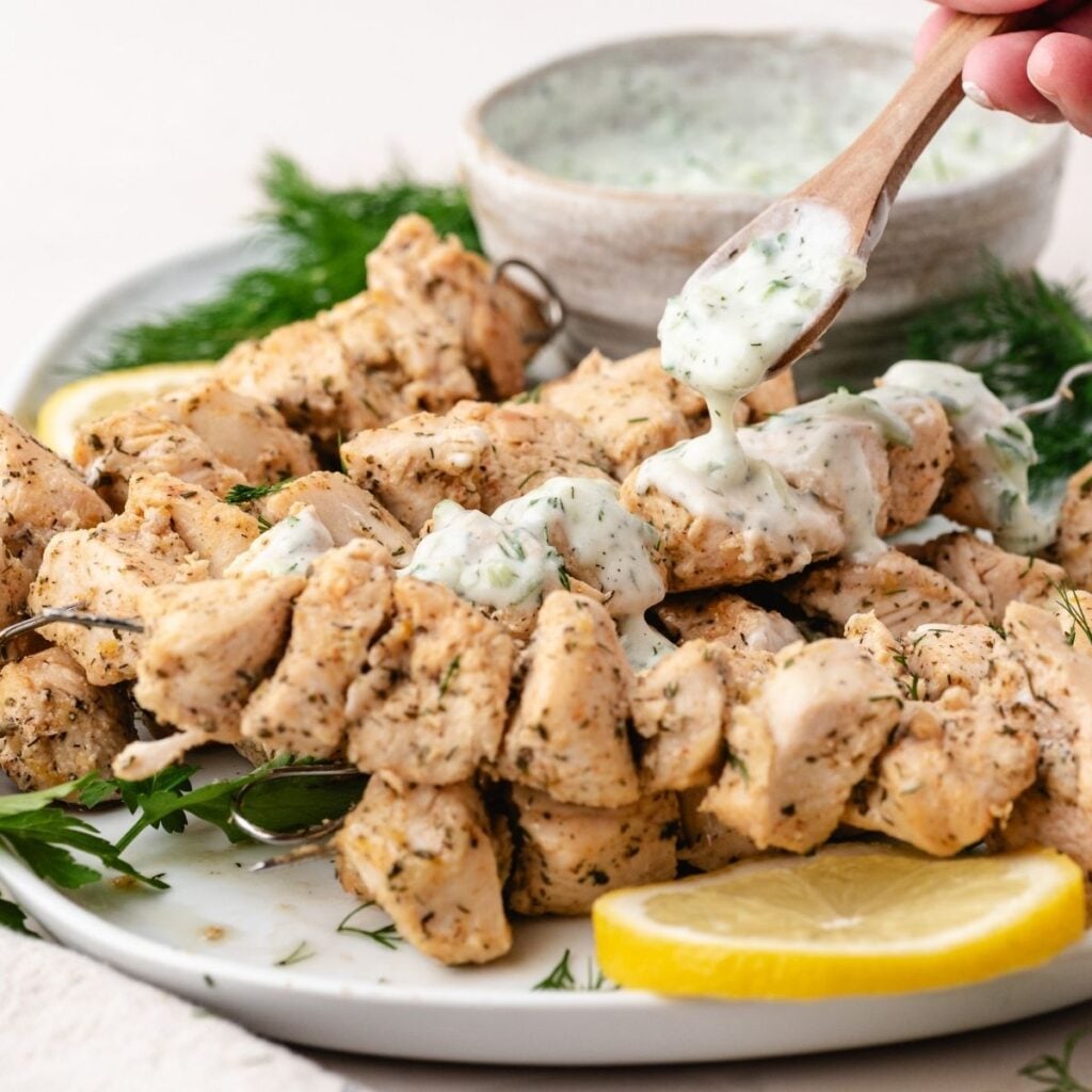 oven baked grilled chicken skewers