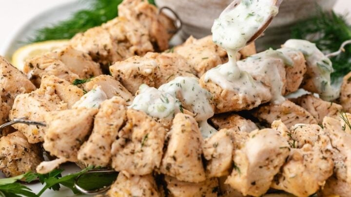 oven baked grilled chicken skewers