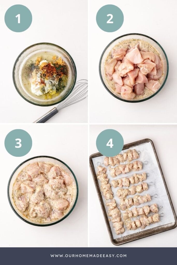 how to make chicken skewers in oven collage