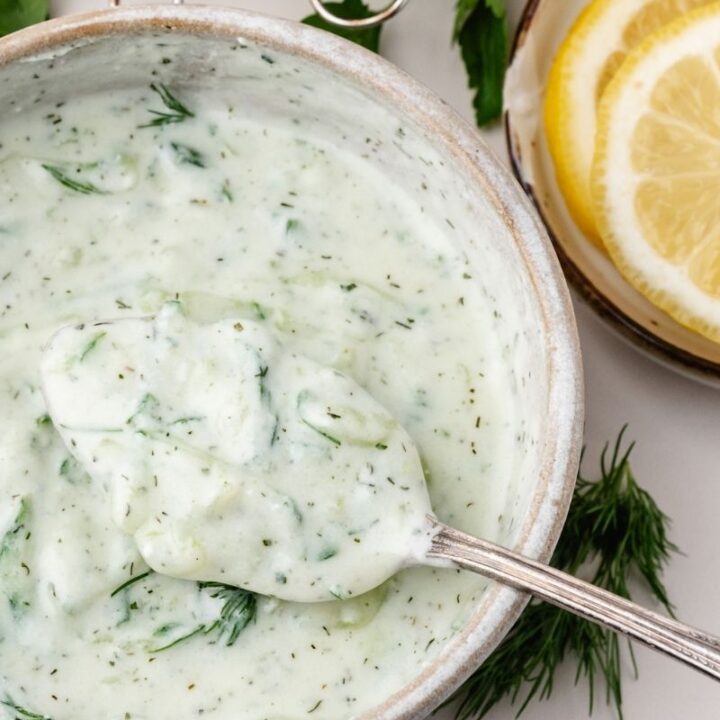 Easy Tzatziki Ranch Sauce in bowl
