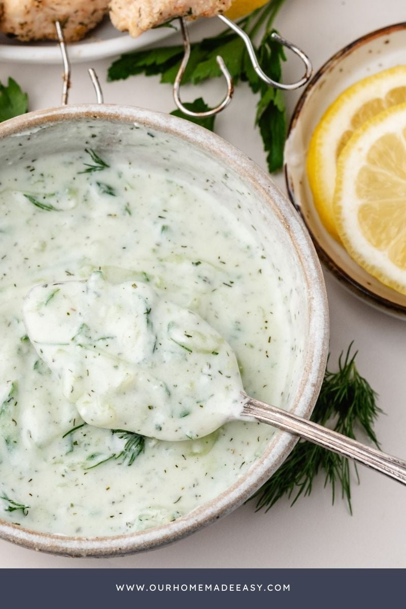 Easy Tzatziki Ranch Sauce in bowl