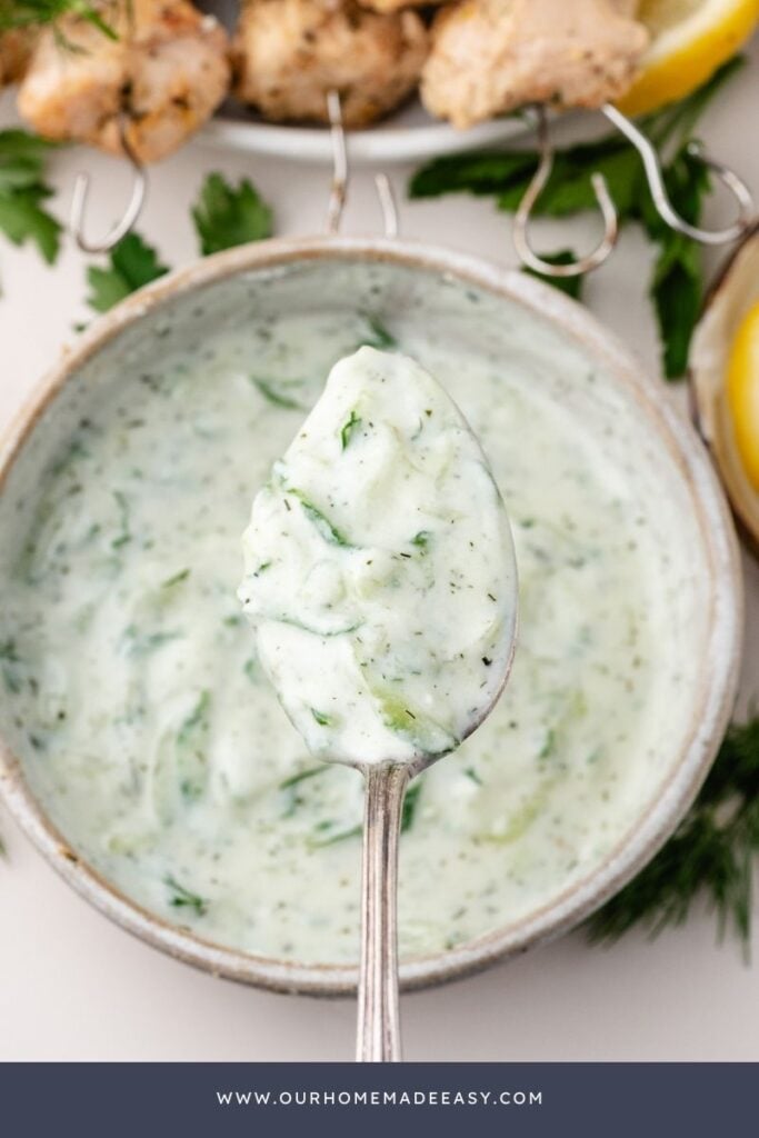 finished greek yogurt tzatziki dip