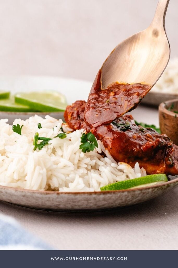 ancho chili sauce with rice