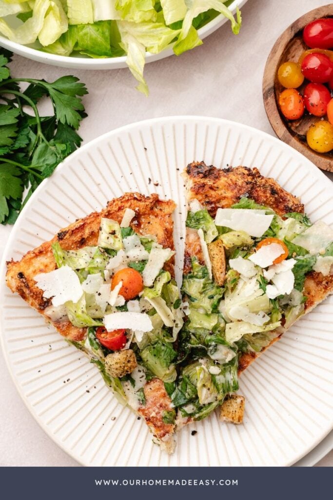 looking down at homemade pizza