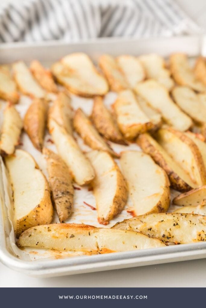 close up of crispy oven baked potatoes