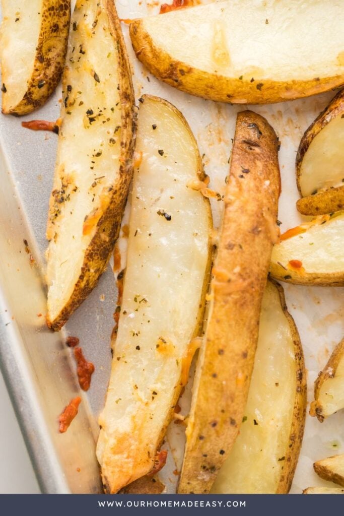 close up of crispy garlic potatoes