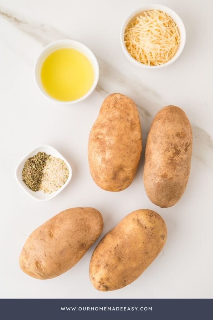 parmesan potato wedge ingredients on countertop