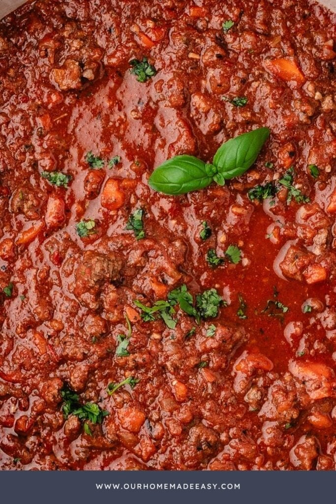close up of homemade pasta sauce
